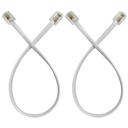 Picture of XANHAM Phone Cable 1 Foot Short Telephone Line Cord with RJ11 6P4C Connectors for Landline Phone, Fax Machine and Modem, for Both in-Wall and Out-Wall Using, White, 2 Pack, AV04222