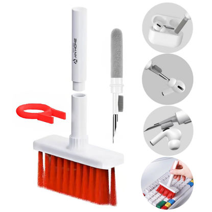 Picture of Keyboard Computer Cleaning Kit Brush with Keycaps for Keyboard Cleaner Laptop PC, 5 in 1 Cleaners Multi-Function Electronics Clean Tool Multibrush Techbrush Soft Brush for Apple Airpod AirPods Earbud