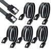 Picture of SaiTech IT 5 Pack Straight with Both Side Locking Latch SATA III Cable 6.0 Gbps Data Cable with Locking Latch for HDD & SSD Black 40cm