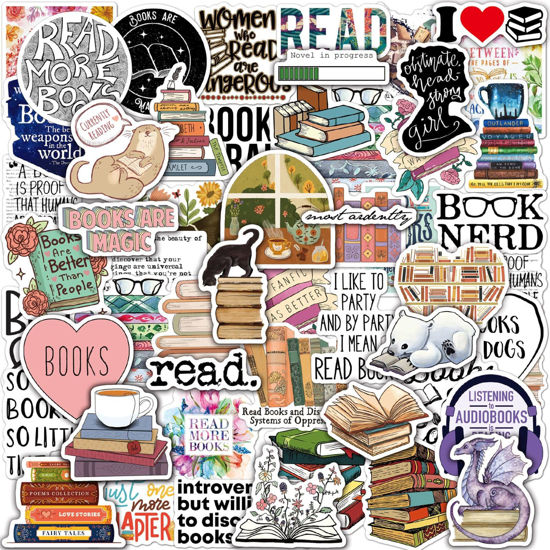 Picture of Joyppy 50 PCS Book Stickers for Kindle, Bookish Kindle Reading Stickers for Books, Water Bottles, Laptops, Book Lover Stickers Accessories Gifts for Kids Teens Adults (Style B)