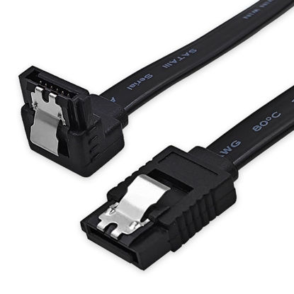 Picture of XANHAM 1-Pack 18 Inch SATA Cable, SATA III Cable 6Gbps 90 Degree Righe Angle to 180 Degree for SATA HDD, SSD, CD Driver, CD Writer, Black