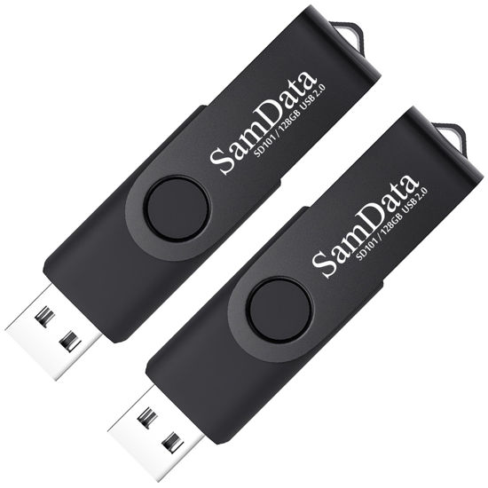 Picture of SamData 128GB USB Flash Drives 2 Pack 128GB Thumb Drives Memory Stick Jump Drive with LED Light for Storage and Backup (2 Pack Black)