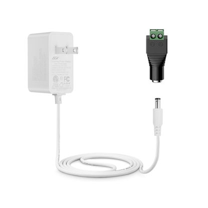 Picture of Tonton 12V 1A Power Supply Adapter 10ft Cord 12W DC Power Cable to 110-240V AC Adapter UL/CE/FCC Certified 5.5mmx2.1mm DC Plug with LED Terminal Connector for LED Strip Light,CCTV Camera (White)