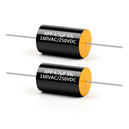 Picture of Cermant 2PCS Capacitor Frequency Divider 250V 4.7UF Car Tweeter Audio Speaker Frequency Divider Crossover Polypropylene Film Non-Polarity Capacitor