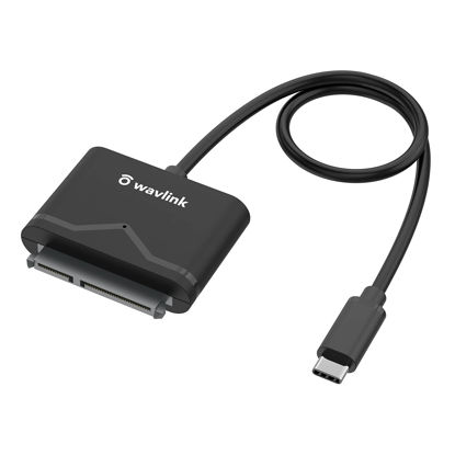 Picture of WAVLINK USB C to SATA Adapter Cable, External SATA III Hard Drive Connector for 2.5'' SSD/HDD & 3.5" HDD Data Transfer, Support UASP, Trim and S.M.A.R.T. with 3 mins Auto-Sleep, Max 18TB