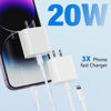 Picture of iPhone Charger, 2 Pack 20W PD USB C Wall Fast Charger Adapter with 2 Pack 10FT Long Type C to Lightning Cable Compatible with iPhone 14 13 12 11 Pro Max XR XS X,iPad