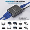 Picture of Ethernet Splitter 1 to 2 High Speed 1000Mbps，Gigabit Ethernet Splitter，LAN Splitter， RJ45 Internet Splitter Adapter for Cat 5/5e/6/7/8 Cable [2 Devices Networked Simultaneously]