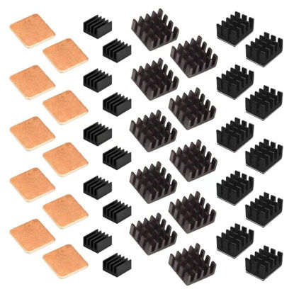 Picture of Easycargo 40pcs Raspberry Pi 4 Heatsink Kit Aluminum + Copper + 3M 8810 Thermal Conductive Adhesive Tape for Cooling Cooler Raspberry Pi 4B, Raspberry Pi 3 B+