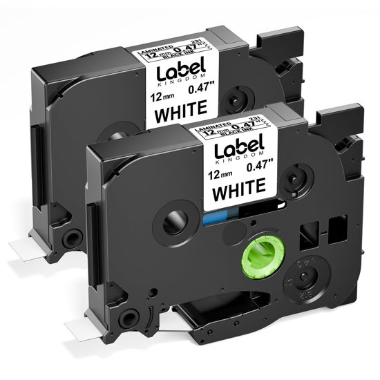 Picture of Label KINGDOM 1/2 Inch Label Compatible with Brother P Touch Label Maker Tape TZE2312PK Black on White, Laminated, for PT-D210 PT-D200 PT-D400 PT-1280, 12mm 0.47 Inch x 26.2 Feet 8m, 2-Pack