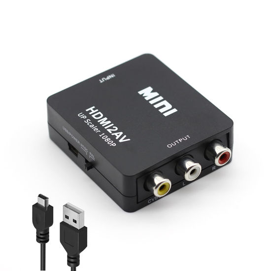 Picture of Sorthol HDMI to RCA Converter, 1080p HDMI to AV Converter Mini HDMI to 3RCA CVBs Composite Video Audio Adapter for TV/PS3/VHS/VCR/DVD/PC/Blu-Ray DVD