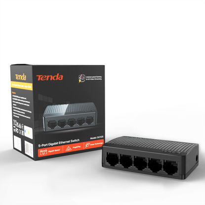 Picture of Tenda SG105, 5 Port Gigabit Switch, Unmanaged Ethernet Switch, Office Ethernet Splitter, Plug & Play, Plastic Case, Desktop/ Wall-Mount, Fanless Quiet, Limited Lifetime Protection