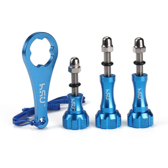 Picture of HSU Aluminum Thumbscrew Set + Wrench for Gopro Hero 12, 11, 10, 9, 8, 7, 6, 5, 4, 3, Gopro Session, AKASO Campark and Other Action Cameras (Blue)