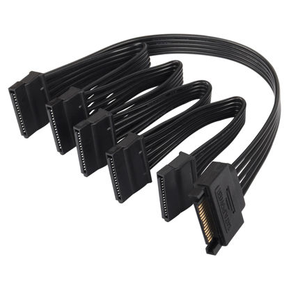 Picture of SinLoon SATA Power Splitter Cable, 15Pin SATA Male to 5 SATA Female Power Extension Hard Drive Cable,for HDD SSD and Optical drives-23.5cm