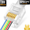 Picture of NECABLES 20Pack RJ11/RJ12 Pass Through Connector 6P6C Telephone Modular Plug 3 Prong Type for Phone Line Cord