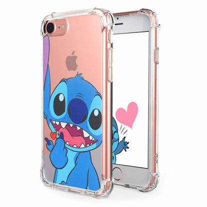 Picture of STSNano Case for iPod Touch 5/6/7 Fashion Cute Cartoon Soft TPU Silicone Cover, Love Stch Design Fun Clear Funny Protective Skin Slim Fit Ultra-Thin Shockproof Teens Kids Cases for iPod Touch 7&6&5