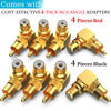 Picture of Warmstor RCA Right Angle Adapter, Gold-Plated 8-Pack 90 Degree Metal RCA Male to RCA Female Connector Adapter (4 Black + 4 Red)