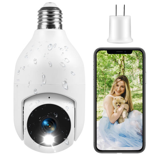 Picture of oneware WiFi Light Bulb Security Camera - Indoor & Outdoor Wireless Lightbulb Cameras for Home Security with Motion Sensor & Alarm - 2K Full-HD, 360° View, 2-Way Audio, Colored Night Vision