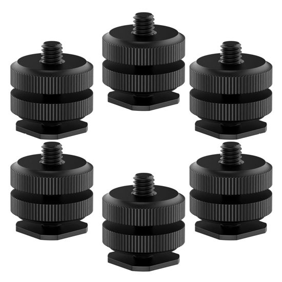 Picture of Camera Hot Shoe Mount(6 Pack) to 1/4"-20 Tripod Screw Adapter Flash Shoe Mount for DSLR Camera Rig