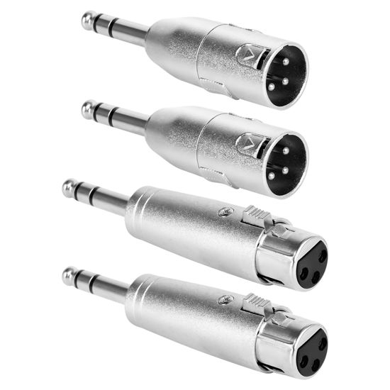 Picture of Togconn 1/4" TRS Male to XLR Adapter 4 Pack, 1 Pair 6.35mm 1/4" Male to XLR Male Adapter and 1 Pair 6.35mm 1/4" Male to XLR Female Adapter, 1/4 Inch TRS Male to XLR Connector