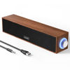 Picture of Uakinat Computer Speakers,Wooden Multimedia Digital Speaker,USB Powered 3.5mm AUX PC Speakers,Surround Sound Portable Computer Sound Bar Speaker for Desktop Laptop (Brown)