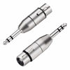 Picture of tisino XLR Female to 1/4" TRS Adapter, Balanced Female XLR to Quarter Inch 6.35mm Male Adapters - 2 Pack