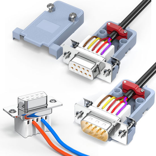 Picture of JUXINICE 2Pack DB9 Male+Femal Breakout Serial Adapters,Solderless RS232/RS485/RS422 Screw Connectors D-SUB 9-pin Female Adapter to Terminal Connector Signal Module with Screwdriver