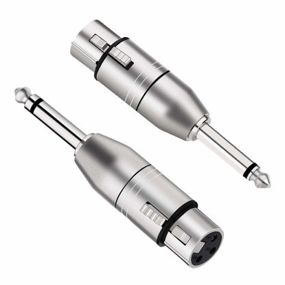 Picture of tisino XLR Female to 1/4" TS Mono Adapter, Unbalanced Female XLR to Quarter Inch 6.35mm Male Adapters - 2 Pack