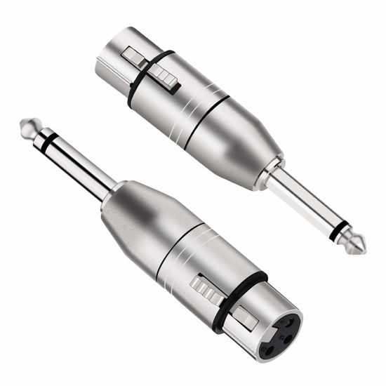 Picture of tisino XLR Female to 1/4" TS Mono Adapter, Unbalanced Female XLR to Quarter Inch 6.35mm Male Adapters - 2 Pack