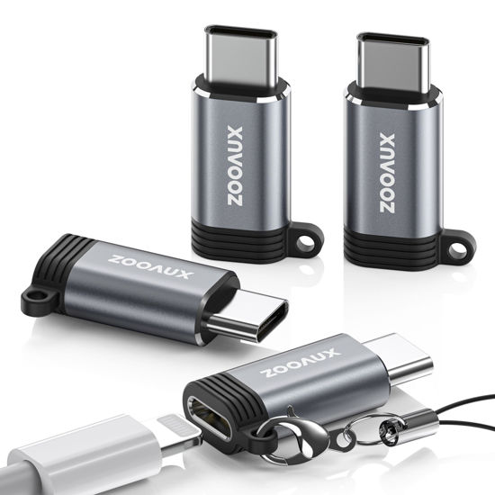 Picture of ZOOAUX 4 Pack Lightning Female to USB C Male Adapter, USB-C Lightning Adapter for iPhone 15/15 Pro/15 Pro Max/15 Plus, iPad Pro/Air, Samsung, Pixel, Support Charging & Data Transfer, Not for Audio/OTG