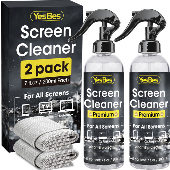 Picture of Screen Cleaner Spray 14oz (7oz x 2 Pack) - TV Screen Cleaner Spray and 2 Microfiber Cloths, Computer Screen Cleaner & Car Screen Cleaner for TV, Monitor, Laptop, MacBook, iPad and Electronic Devices