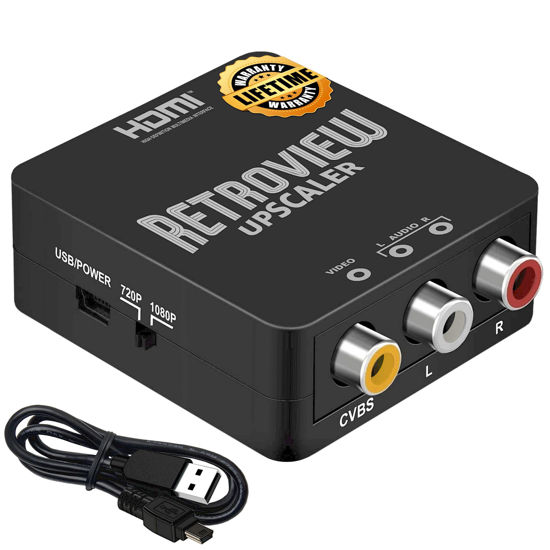 Picture of Audio Express RETROVIEW Video Upscaler, AV to HDMI Converter, RCA to HDMI, 720P/1080P for TV, PS2, PS3, Xbox, NES, SNES, SEGA, VHS, VCR, DVD, Blu-Ray, easily connect vintage devices to modern displays