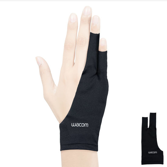 Picture of Wacom Drawing Glove, Two-Finger Artist Glove for Drawing Tablet Pen Display, 90% Recycled Material, eco-Friendly, one-Size (1 Pack), Black