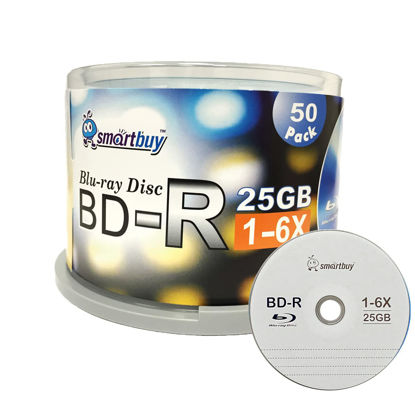 Picture of Smartbuy 50-disc 25gb 6X Bd-r BDR Blu-ray Single Layer Logo Top Surface Blank Data Recordable Media Disc with Cakebox/spindle Packing