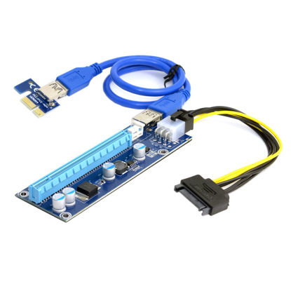 Picture of Chenyang PCI-Express X1 to X16 GPU Riser Card Adapter with USB 3.0 ＆ SATA Power Cable