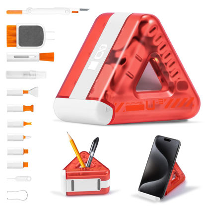 Picture of Generic New Triangular Multifunctional Cleaning Brush for AirPods & Keyboards - Includes Deep Phone Cleaning Kit, Screen Cleaner, Phone Stand, Pencil Holder, SIM Card Slot, and Ejector Pin (Red)