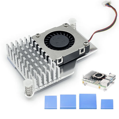 Picture of Raspberry Pi Active Cooler with 30mm PWM 4-Pin Cooling Fan Pi 5 Heatsink with Thermal Tape, Aluminium Heatsink Variable-Speed Blower for Raspberry Pi 5