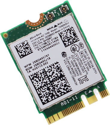 Picture of Dual Band Wireless-AC 7260 NGFF M2 Use for Intel AC 7260NGW 802.11ac 2x2 Wi-Fi + Bluetooth 4.0 Compatible with Lenovo Thinkpad T440 T540 X240 W540 L540 L440 Fru: 04X6007