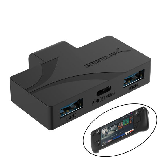 Picture of SABRENT USB Type-C 3-Port Gaming Hub for Steam Deck | 5Gbps USB 3.2, Dual USB-A Ports, PD Charging, Compact Design (HB-STDK)