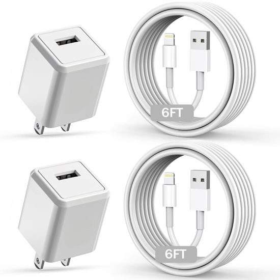 Picture of iPhone Charger,Long 6FT iPhone Charger 2Pack iPhone Cord 6feet USB to Lightning Cable Quick Fast Charging Data Sync Cord USB Wall Charger Block Adapter for iPhone 14/13/12/11/XS/XR/X/8/7/5/SE2022/iPad