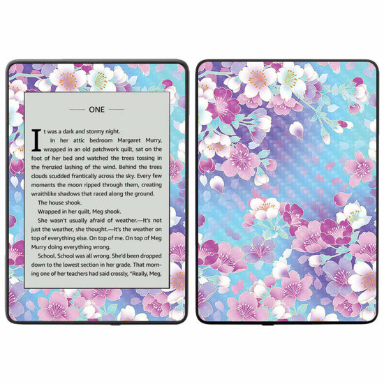 Picture of MightySkins Carbon Fiber Skin for Amazon Kindle Paperwhite 2018 (Waterproof Model) - Blue Petals | Protective, Durable Textured Carbon Fiber Finish | Easy to Apply, Remove| Made in The USA