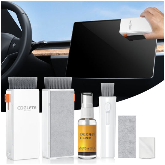 Picture of Car Screen Cleaner with Detailing Brush - Screen Cleaner Spray Car Detailing Kit Interior Cleaner for Touch Screen Display Dashboard, Car Cleaning Kit for Tesla Model 3 Y Jeep BMW Honda Benz Chevy