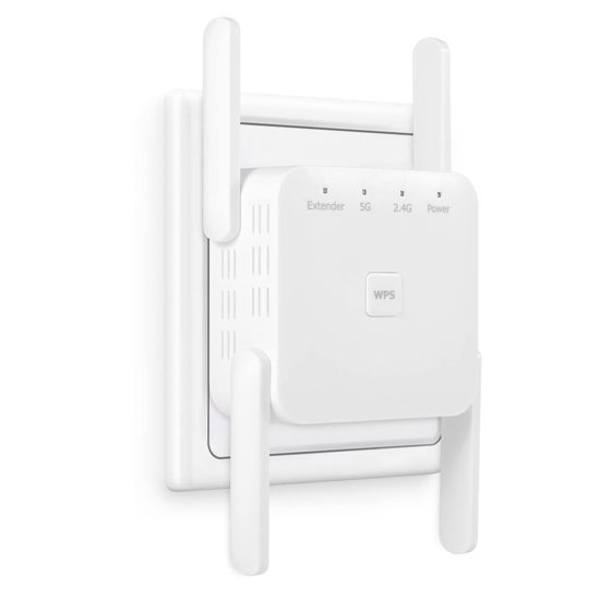 Picture of WiFi Extender,WiFi Extender Signal Booster, WiFi Booster 1200Mbps WiFi 2.4&5GHz Dual Band(8500sq.ft) WiFi Signal Strong Penetrability 35 Devices 1-Tap Setup，360° Full Coverage, Supports Ethernet Port