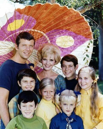 Picture of The Brady Bunch 1969 season one 8x10 inch photo Brady family in back yard