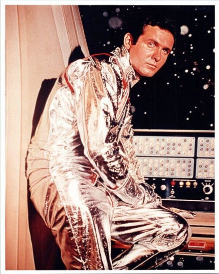 Picture of Lost in Space Mark Goddard as Don West in silver suit on Jupiter 2 8x10 photo