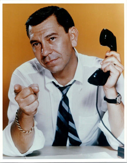 Picture of Jack Webb 8x10 photo holding phone as Joe Friday Dragnet TV