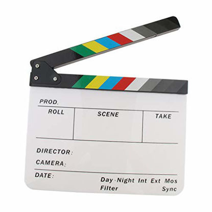 Picture of Almencla Acrylic Movie Props Film Making Clap Board Director Clapboard Multicolor