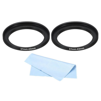 Picture of PATIKIL 46mm-77mm Metal Step Up Ring with Cleaning Cloth, 2 Pack Camera Lens Filter Adapter Ring Aluminum Filter Adapter Ring for Camera Lenses Hood, Black