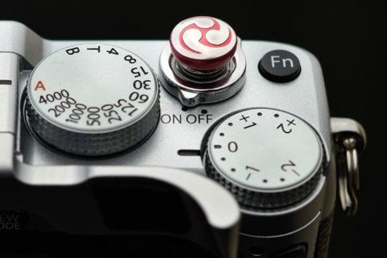 Picture of Lensmate Tri-Tadpole Soft Release Button - Red - fits Any Standard Threaded Release - Fujifilm X100V, X100F, X100T, Xpro3 & Xpro2, X-T3, X-T2, X-E3, X-E2s, X-E2, X-T30, X-T20