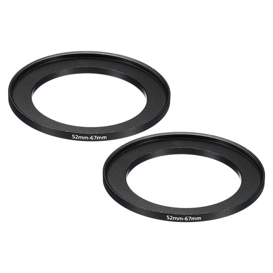 Picture of PATIKIL 52mm-67mm Metal Step Up Ring, 2 Pack Camera Lens Filter Adapter Ring Aluminum Filter Adapter Ring for Camera Lenses Hood, Black