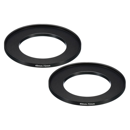 Picture of PATIKIL 49mm-72mm Metal Step Up Ring, 2 Pack Camera Lens Filter Adapter Ring Aluminum Filter Adapter Ring for Camera Lenses Hood, Black